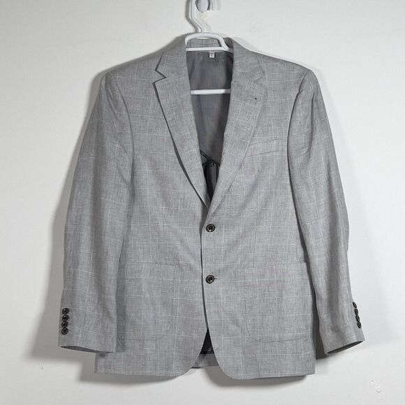 Baird McNutt Murano Slim Fit Blazer Jacket Mens Sz L 42 Plaid Gray Unstructured